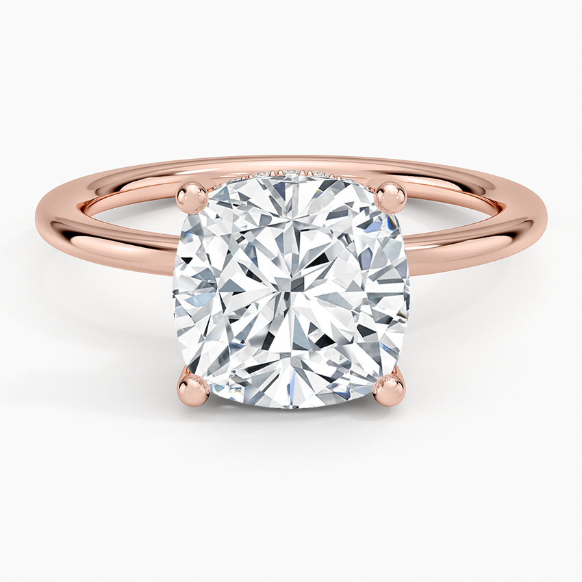 3.10 Cushion Kesim Hidden Halo Tasarım Tektaş Laboratuvar Pırlanta Yüzük - Melara