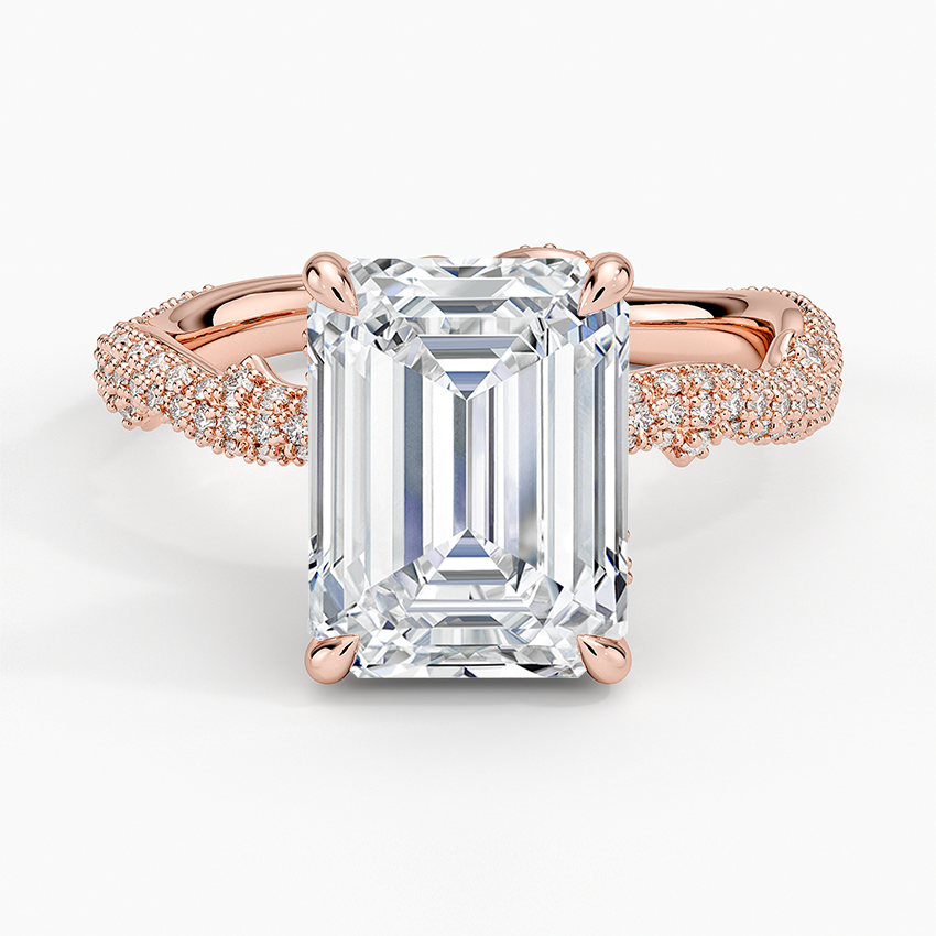 3.75 Emerald Kesim Hidden Halo Tasarım Tektaş Laboratuvar Pırlanta Yüzük - Filara