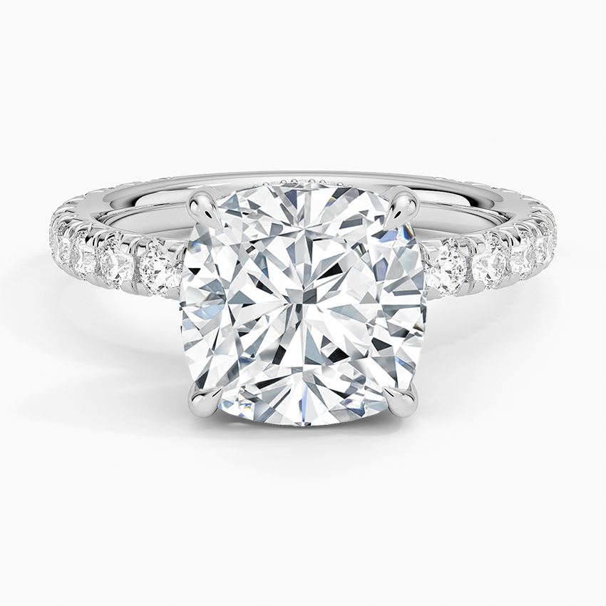 3.75 Karat Cushion Kesim Hidden Halo Tasarım Tektaş Laboratuvar Pırlanta Yüzük 18K - Selora - Bold Diamonds