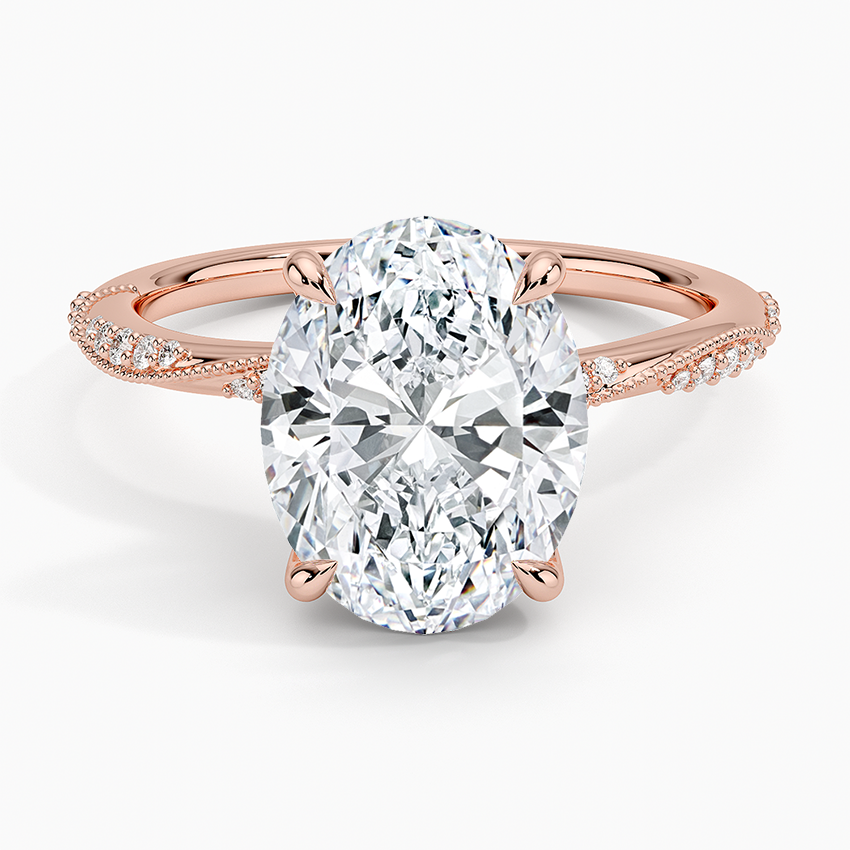 3.25 Karat Oval Kesim Hidden Halo Tasarım Tektaş Laboratuvar Pırlanta Yüzük 18K - Melora