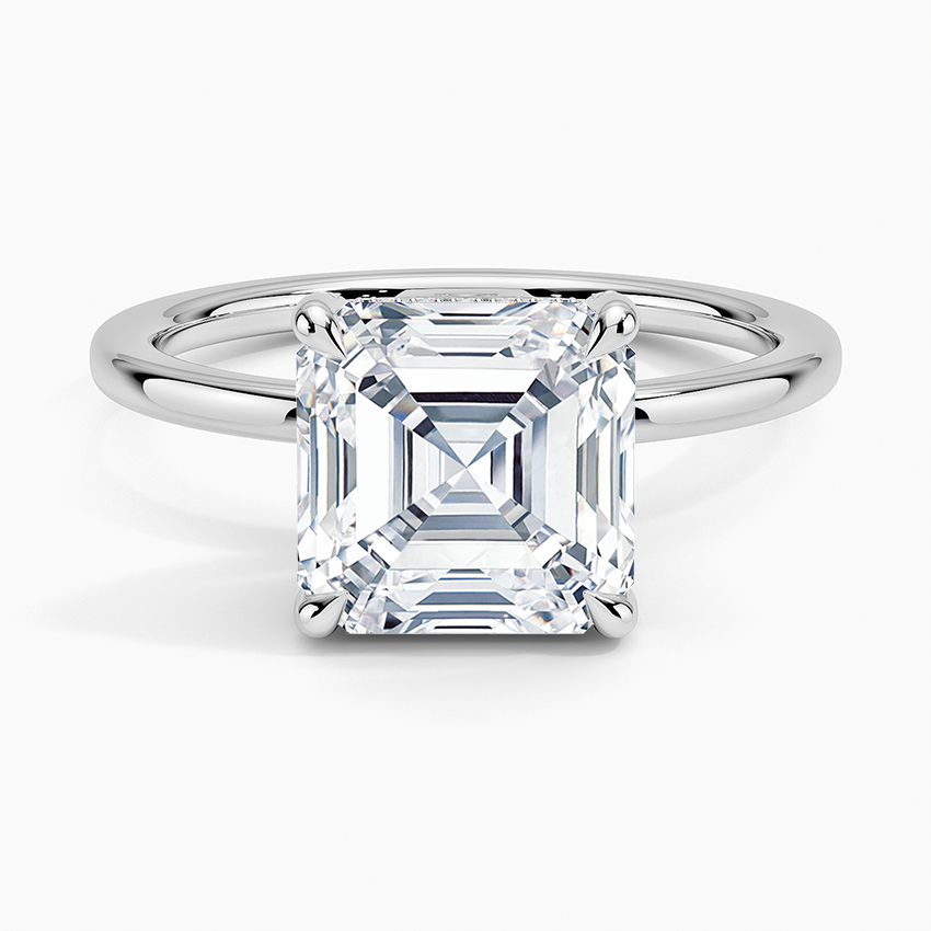 3.15 Karat Asscher Kesim Hidden Halo Tasarım Tektaş Laboratuvar Pırlanta Yüzük - Valencia