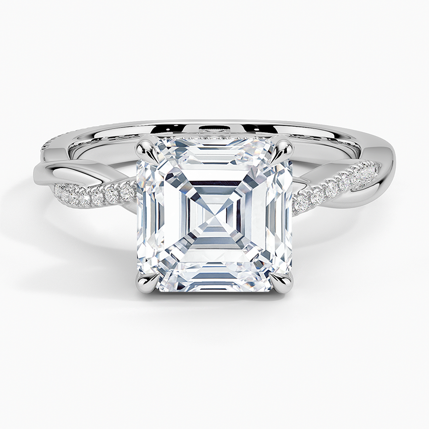 3.25 Karat Asscher Kesim Hidden Halo Tasarım Tektaş Laboratuvar Pırlanta Yüzük - Riga