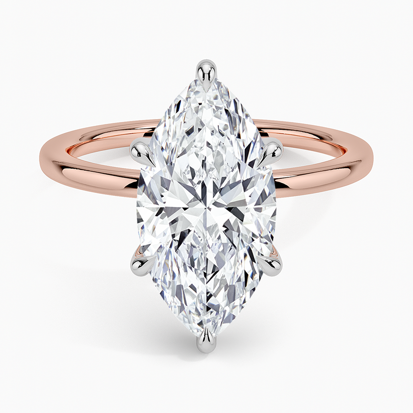 3.10 Karat Marquise Kesim Hidden Halo Tasarım Tektaş Laboratuvar Pırlanta Yüzük 18K - Elora - Bold Diamonds