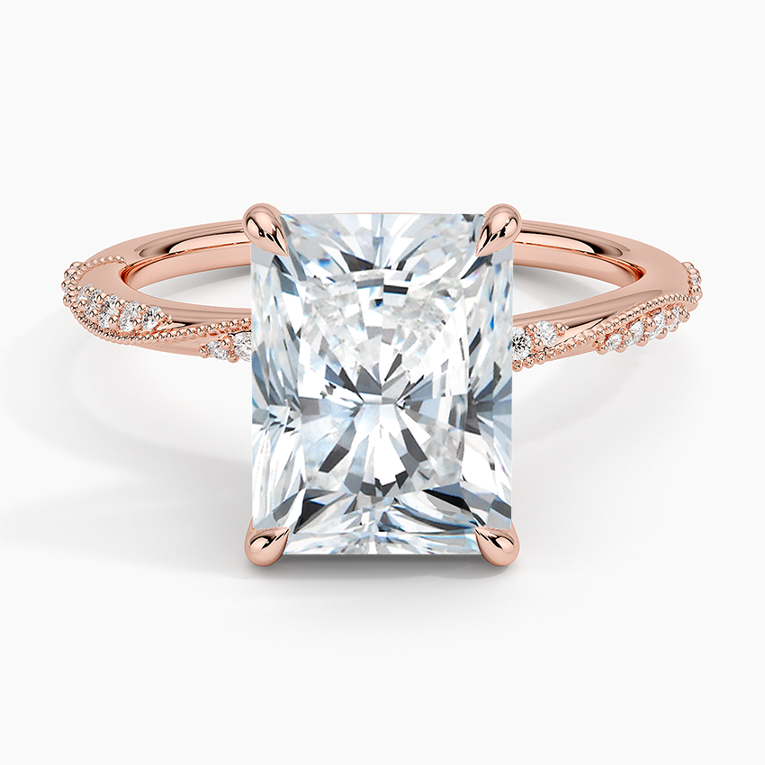 3.25 Karat Radiant Kesim Hidden Halo Tasarım Tektaş Laboratuvar Pırlanta Yüzük 18K - Melora