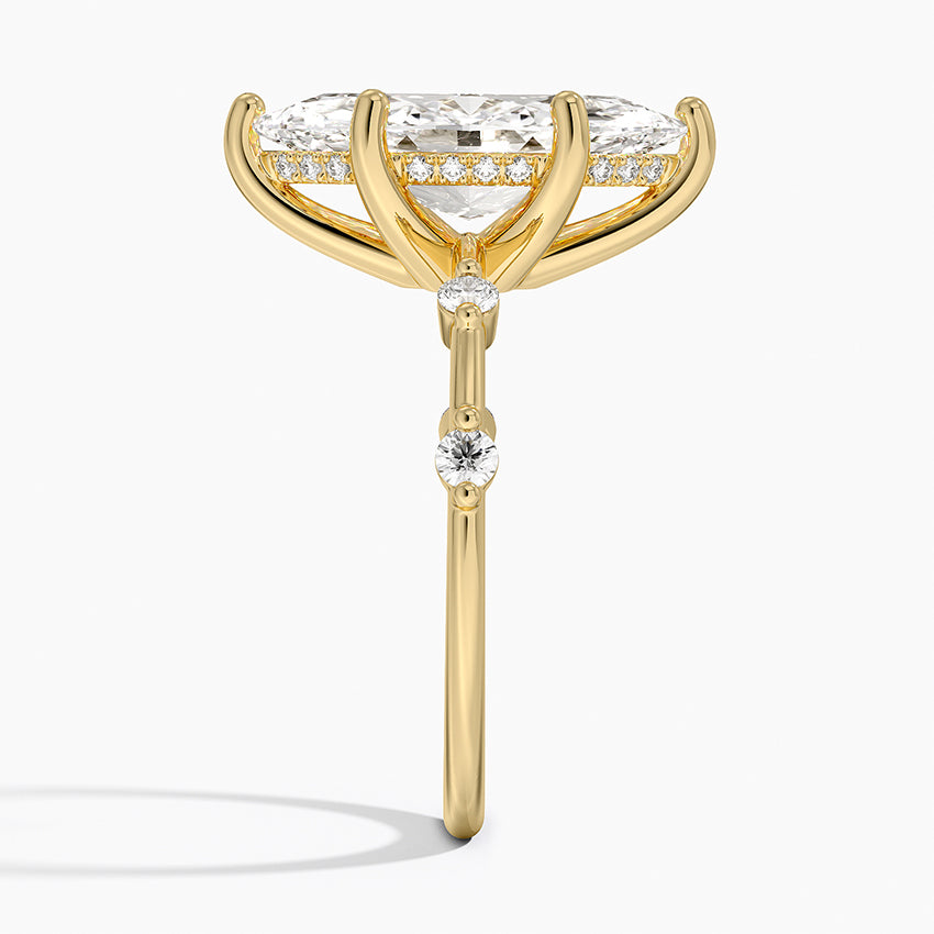 3.20 Karat Marquise Kesim Hidden Halo Tasarım Tektaş Laboratuvar Pırlanta Yüzük - Nice