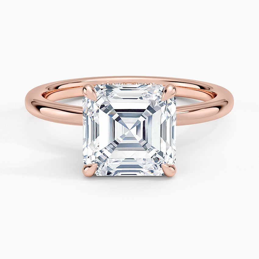 3.15 Karat Asscher Kesim Hidden Halo Tasarım Tektaş Laboratuvar Pırlanta Yüzük - Lyon