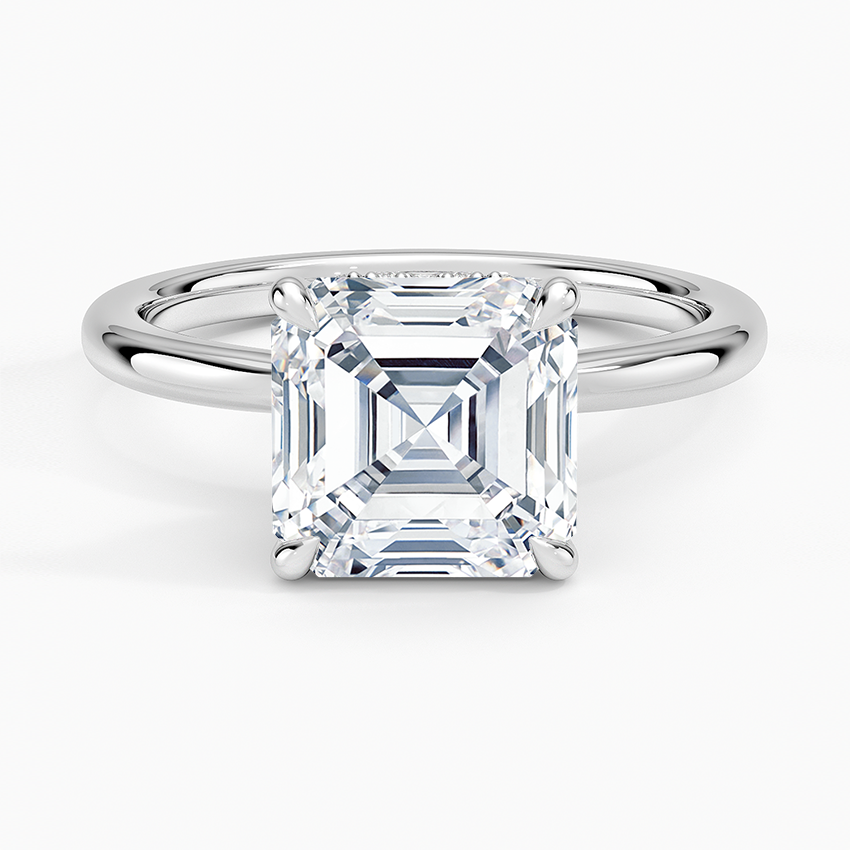 3.15 Karat Asscher Kesim Hidden Halo Tasarım Tektaş Laboratuvar Pırlanta Yüzük - Lyon