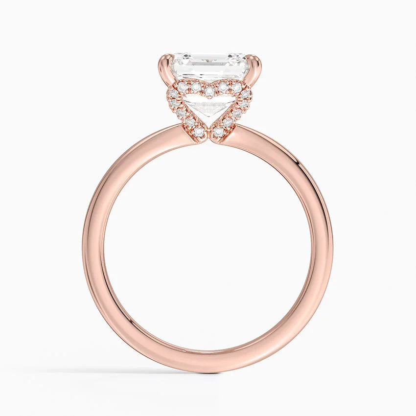 3.15 Asscher Kesim Hidden Halo Tasarım Tektaş Laboratuvar Pırlanta Yüzük - Vilora