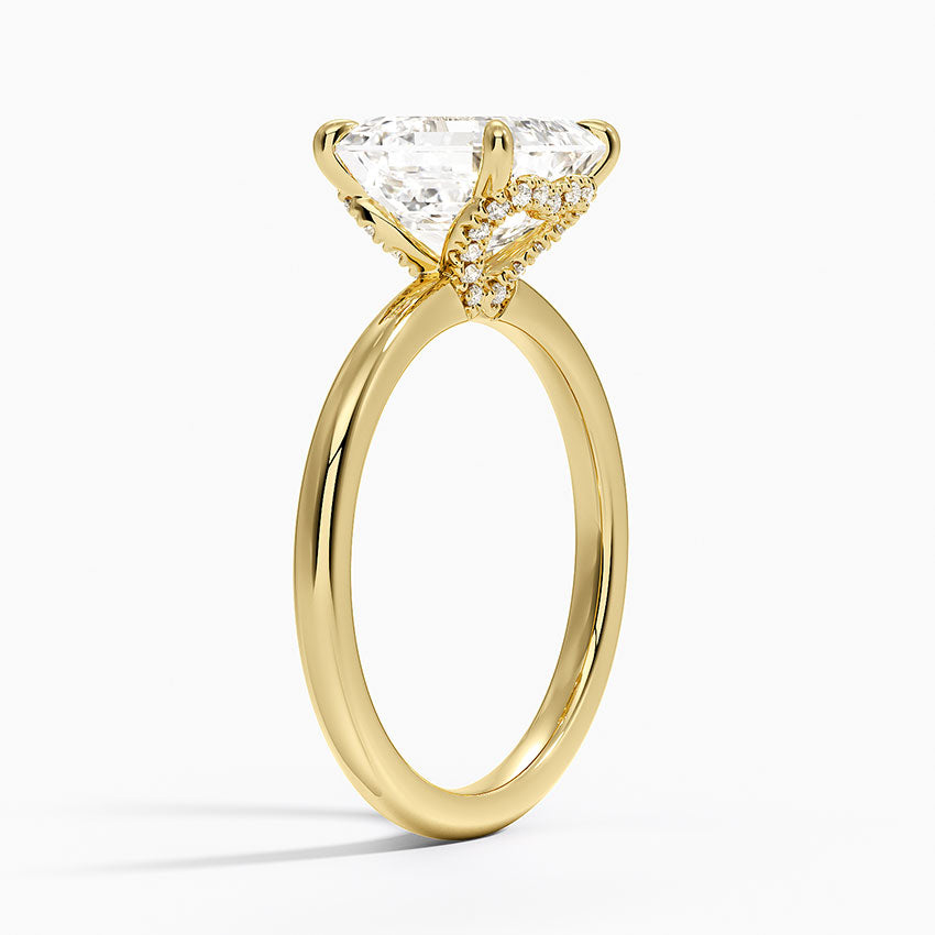 3.15 Karat Asscher Kesim Hidden Halo Tasarım Tektaş Laboratuvar Pırlanta Yüzük - Lyon