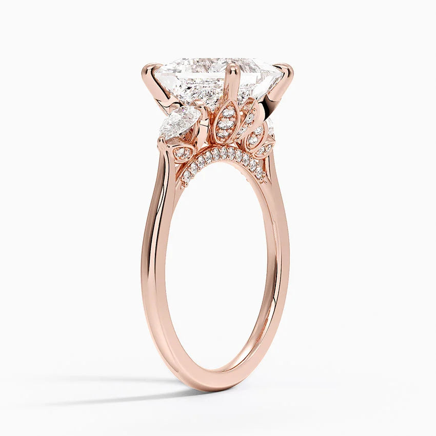 1.60 Carat Princess Halo Design Solitaire Lab Diamond Ring 18K - Florina