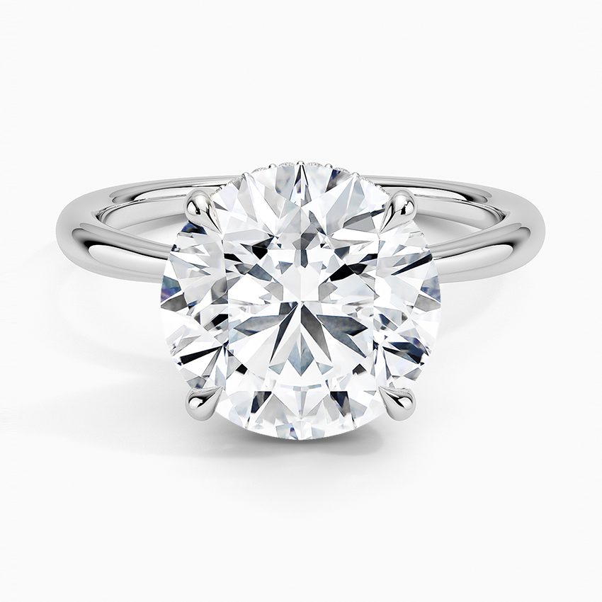 4.10 Karat Hidden Halo Tasarım Tektaş Laboratuvar Pırlanta Yüzük 18K - Alvora - Bold Diamonds