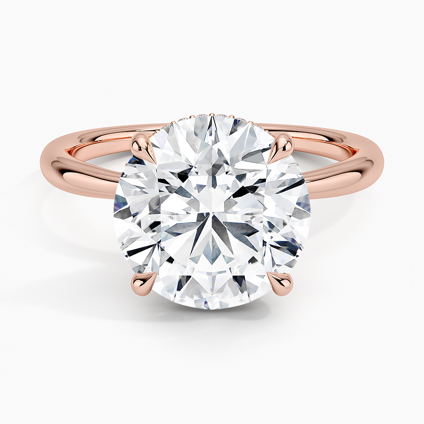4.10 Karat Hidden Halo Tasarım Tektaş Laboratuvar Pırlanta Yüzük 18K - Alvora - Bold Diamonds