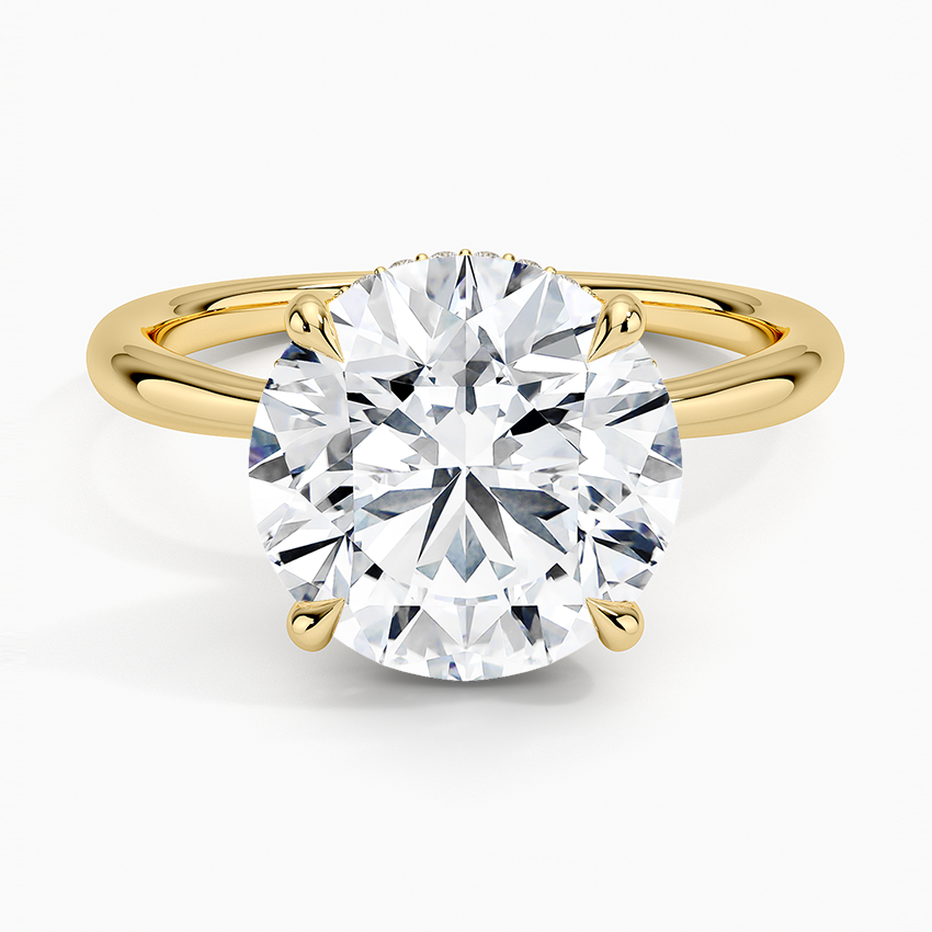 4.10 Karat Hidden Halo Tasarım Tektaş Laboratuvar Pırlanta Yüzük 18K - Alvora - Bold Diamonds