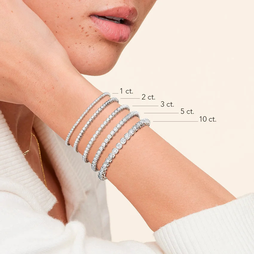 Su Yolu Model 4.00 Karat Yuvarlak Kesim Laboratuvar Pırlanta Bileklik 18K - Bold Diamonds