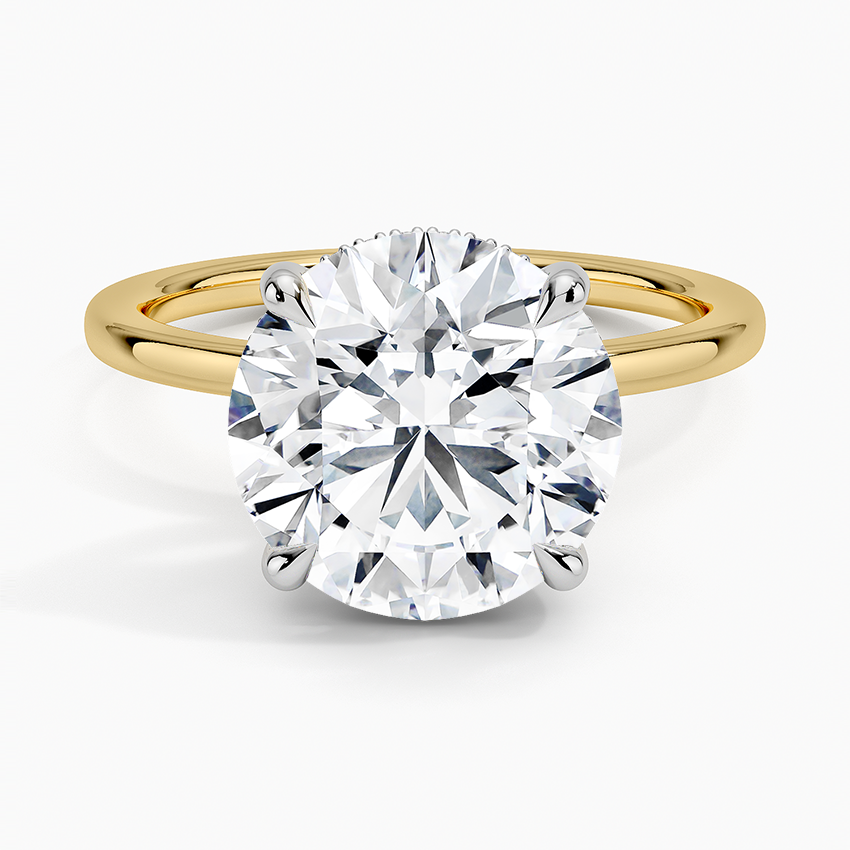 4.10 Karat Hidden Halo Tasarım Tektaş Laboratuvar Pırlanta Yüzük 18K - Elora - Bold Diamonds
