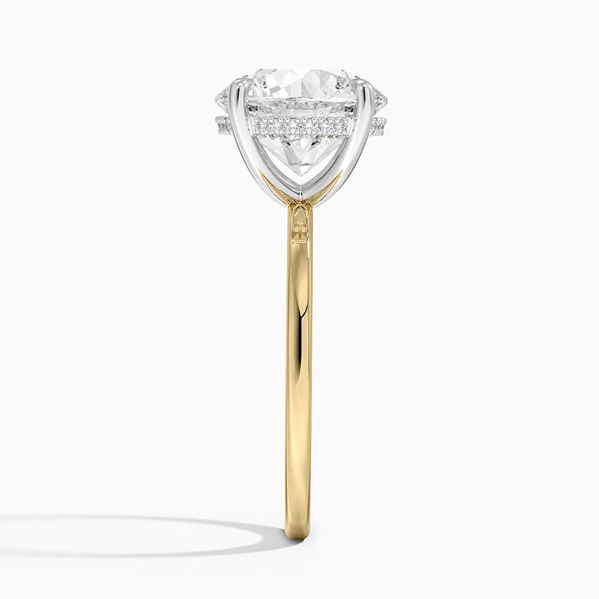 4.10 Karat Hidden Halo Tasarım Tektaş Laboratuvar Pırlanta Yüzük 18K - Elora - Bold Diamonds