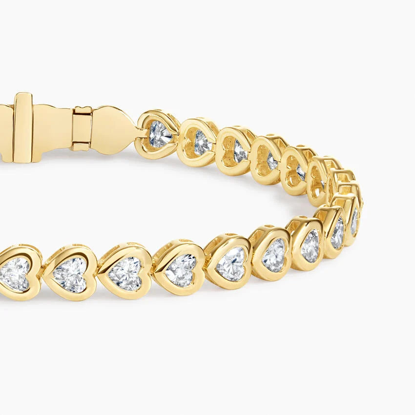 Su Yolu Model 4.00 Karat Kalp Kesim Laboratuvar Pırlanta Bileklik 18K - Bold Diamonds