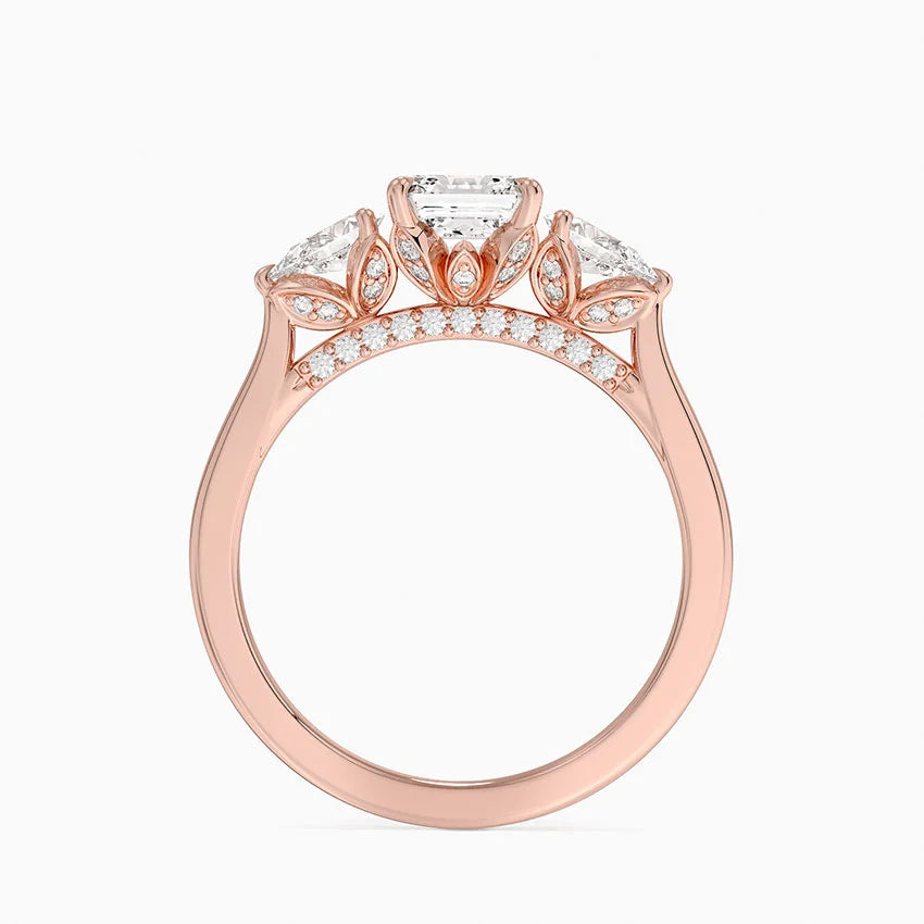 1.75 Karat Asscher Kesim Hidden Halo Tasarım Tektaş Laboratuvar Pırlanta Yüzük 18K - Calora