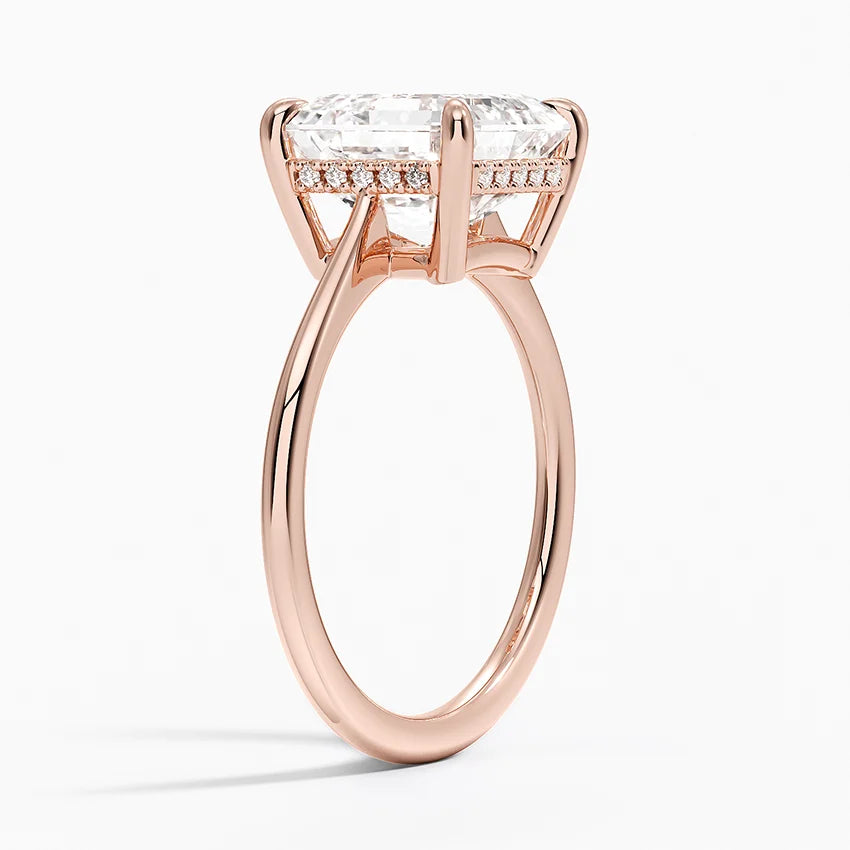 4.10 Karat Asscher Kesim Hidden Halo Tasarım Tektaş Laboratuvar Pırlanta Yüzük - Monaco