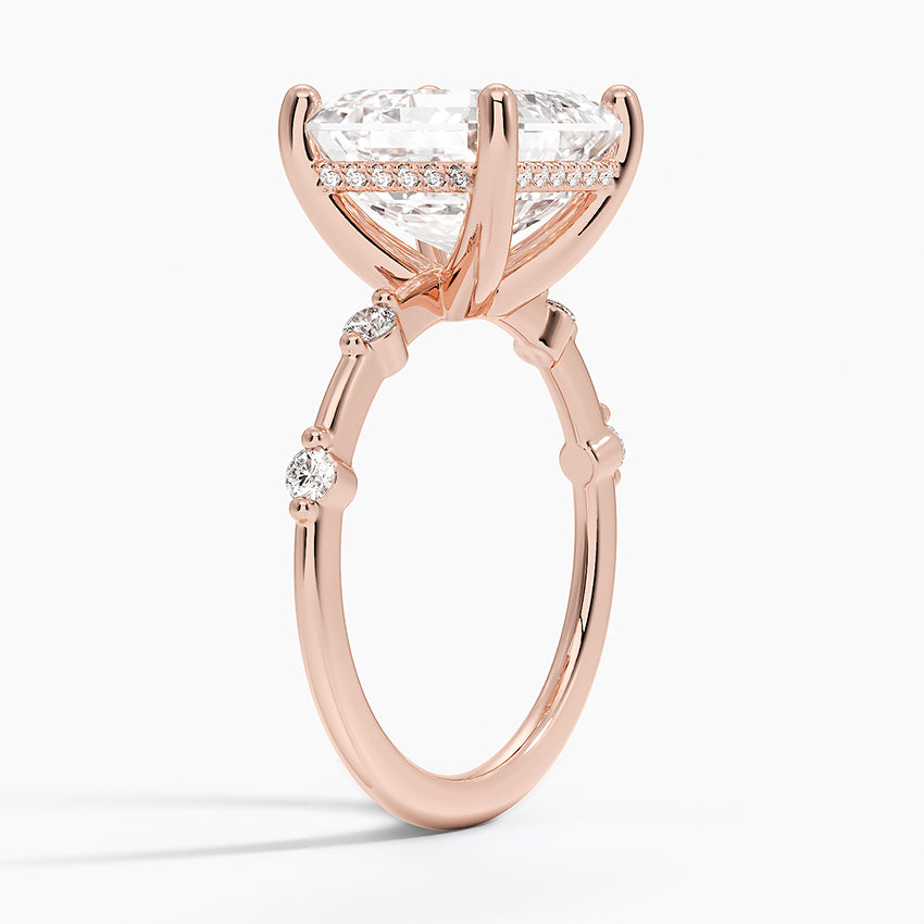 4.20 Karat Asscher Kesim Hidden Halo Tasarım Tektaş Laboratuvar Pırlanta Yüzük - Nice