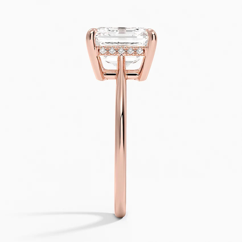 4.10 Karat Asscher Kesim Hidden Halo Tasarım Tektaş Laboratuvar Pırlanta Yüzük - Monaco