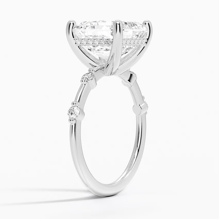 4.20 Karat Asscher Kesim Hidden Halo Tasarım Tektaş Laboratuvar Pırlanta Yüzük - Nice