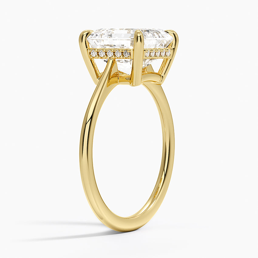 4.10 Karat Asscher Kesim Hidden Halo Tasarım Tektaş Laboratuvar Pırlanta Yüzük - Monaco