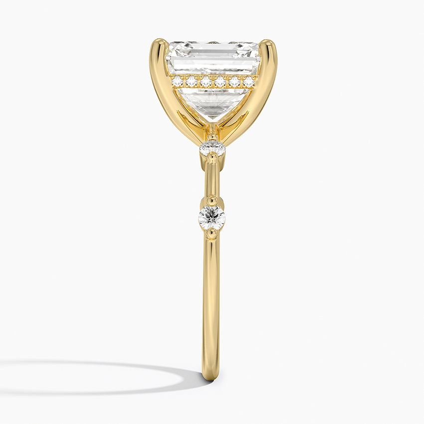 4.20 Karat Asscher Kesim Hidden Halo Tasarım Tektaş Laboratuvar Pırlanta Yüzük - Nice