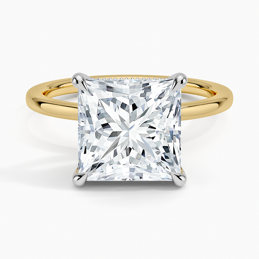 4.10 Karat Prenses Kesim Hidden Halo Tasarım Tektaş Laboratuvar Pırlanta Yüzük 18K - Elora - Bold Diamonds