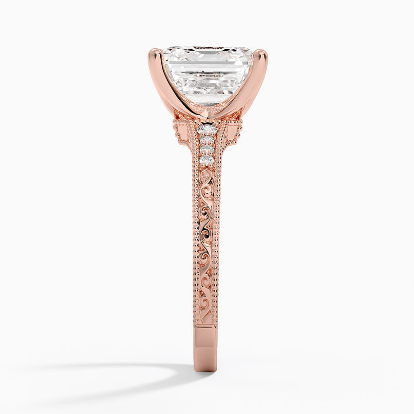 4.15 Asscher Kesim Hidden Halo Tasarım Tektaş Laboratuvar Pırlanta Yüzük 18K - Silora