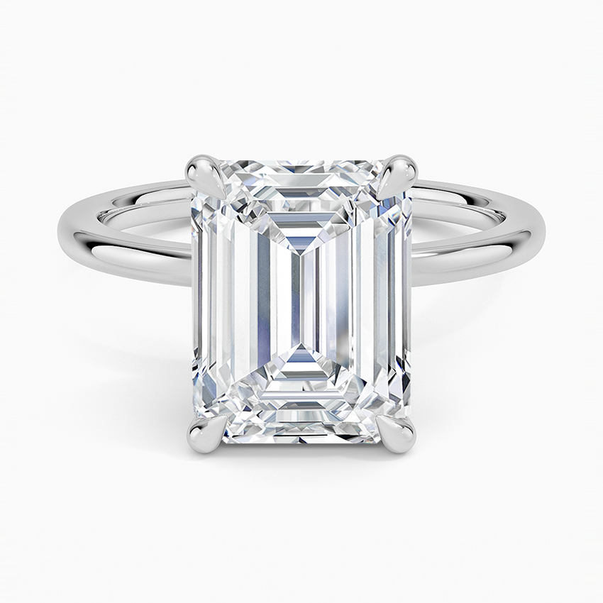 4.15 Karat Emerald Kesim Hidden Halo Tasarım Tektaş Laboratuvar Pırlanta Yüzük - Oslo