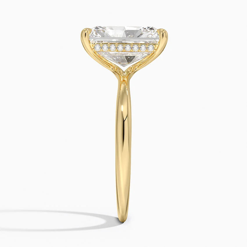 4.10 Karat Radiant Kesim Hidden Halo Tasarım Tektaş Laboratuvar Pırlanta Yüzük 18K - Alvora - Bold Diamonds