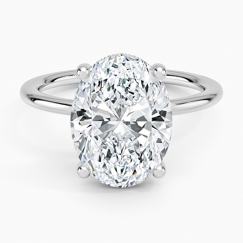 4.10 Oval Kesim Hidden Halo Tasarım Tektaş Laboratuvar Pırlanta Yüzük - Melara