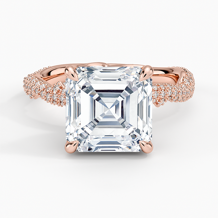 4.75 Karat Asscher Kesim Hidden Halo Tasarım Tektaş Laboratuvar Pırlanta Yüzük - Sorrento