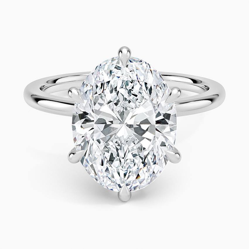Altı Tırnak 4.15 Karat Oval Kesim Hidden Halo Tasarım Tektaş Laboratuvar Pırlanta Yüzük - Delora - Bold Diamonds