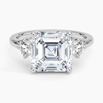 4.50 Karat Asscher Kesim Hidden Halo Tasarım Tektaş Laboratuvar Pırlanta Yüzük - Madrid