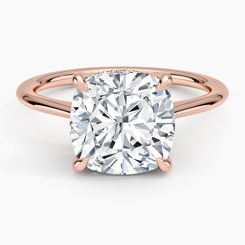 4.10 Karat Cushion Kesim Hidden Halo Tasarım Tektaş Laboratuvar Pırlanta Yüzük - Monaco