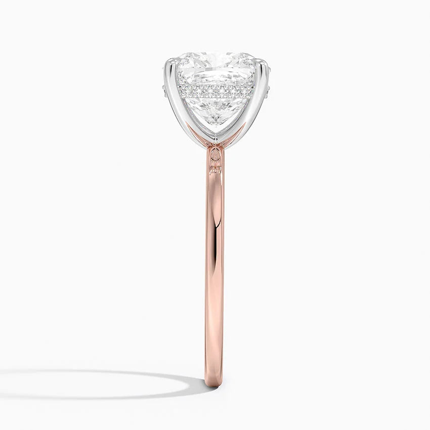 4.10 Karat Cushion Kesim Hidden Halo Tasarım Tektaş Laboratuvar Pırlanta Yüzük 18K - Elora - Bold Diamonds