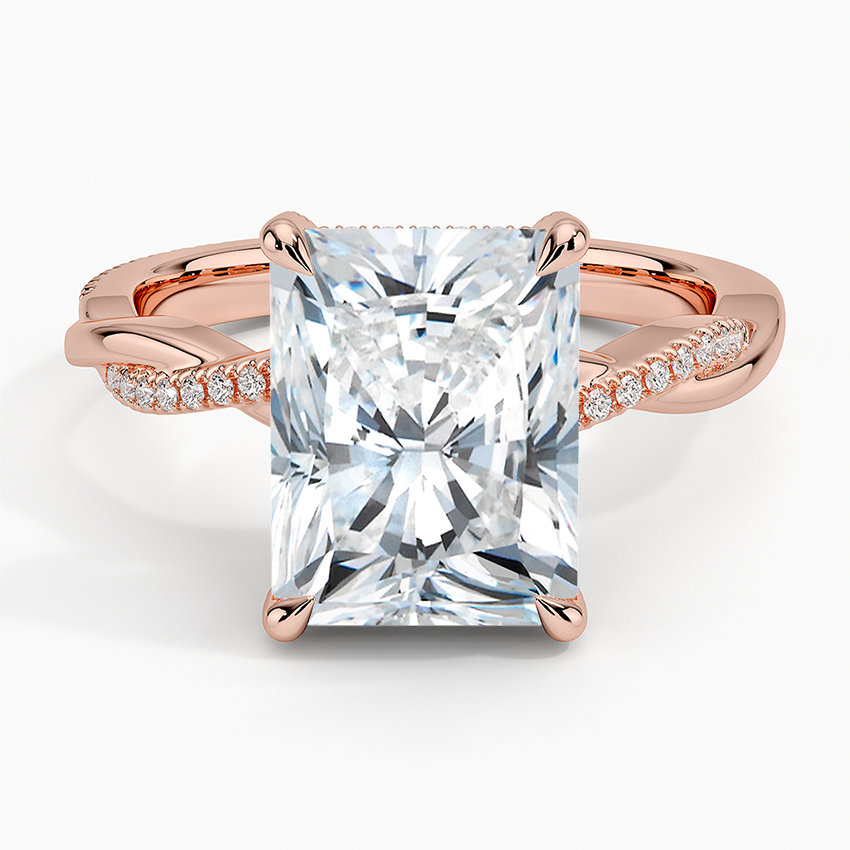 4.25 Karat Radiant Kesim Hidden Halo Tasarım Tektaş Laboratuvar Pırlanta Yüzük 18K - Talora