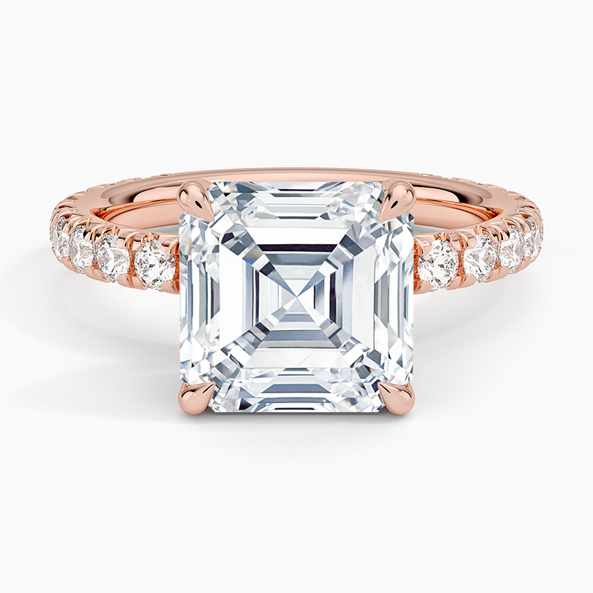 4.75 Karat Asscher Kesim Hidden Halo Tasarım Tektaş Laboratuvar Pırlanta Yüzük 18K - Selora