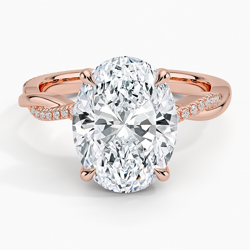 4.25 Karat Oval Kesim Hidden Halo Tasarım Tektaş Laboratuvar Pırlanta Yüzük 18K - Talora