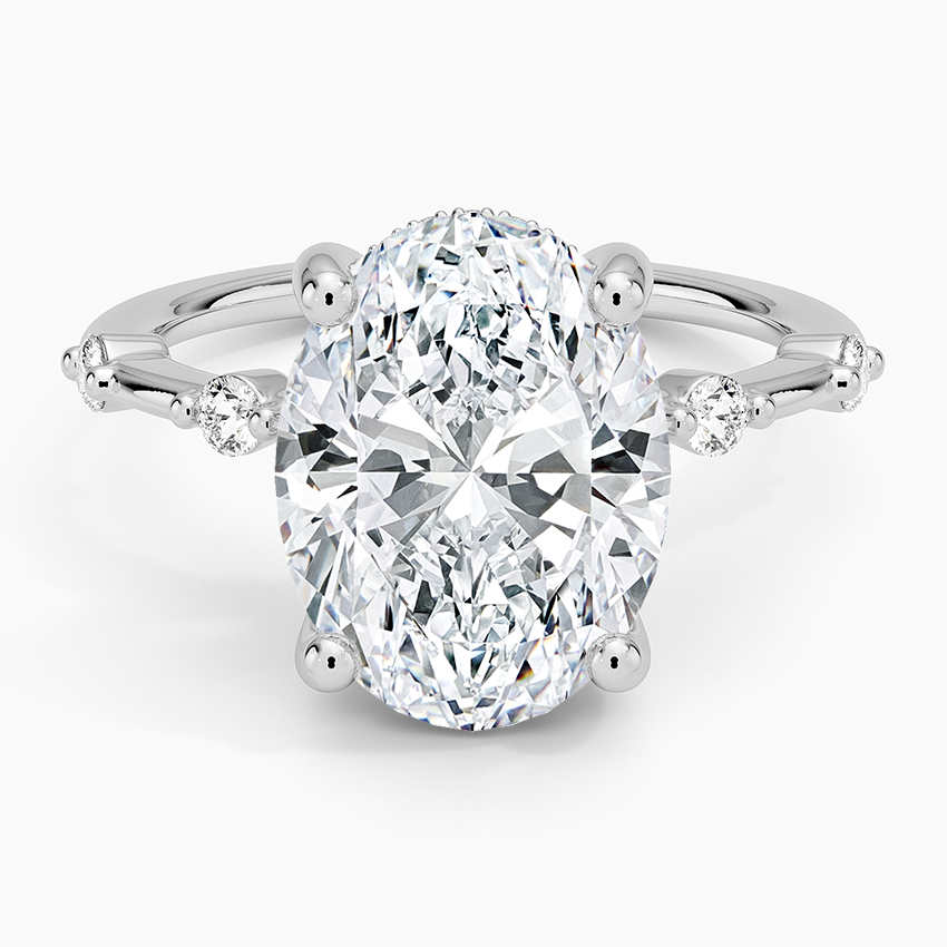 4.20 Oval Kesim Hidden Halo Tasarım Tektaş Laboratuvar Pırlanta Yüzük - Zelora