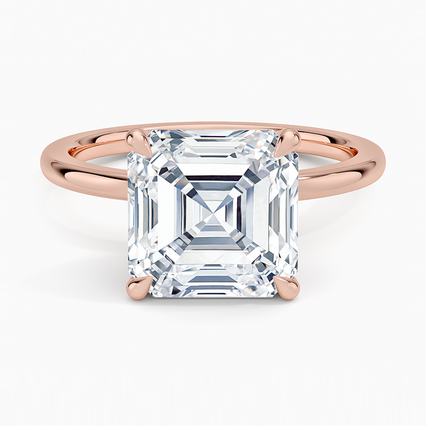 5.15 Asscher Kesim Hidden Halo Tasarım Tektaş Laboratuvar Pırlanta Yüzük 18K - Delora