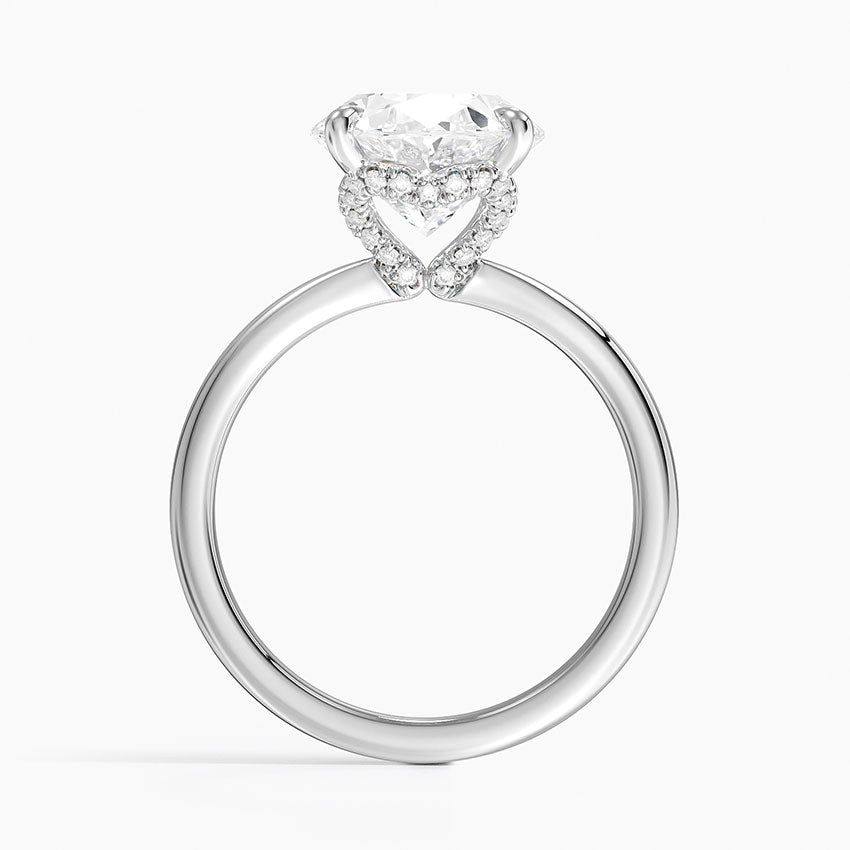 4.15 Oval Kesim Hidden Halo Tasarım Tektaş Laboratuvar Pırlanta Yüzük - Vilora