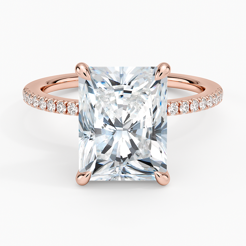 4.25 Karat Radiant Kesim Hidden Halo Tasarım Tektaş Laboratuvar Pırlanta Yüzük - Filora - Bold Diamonds