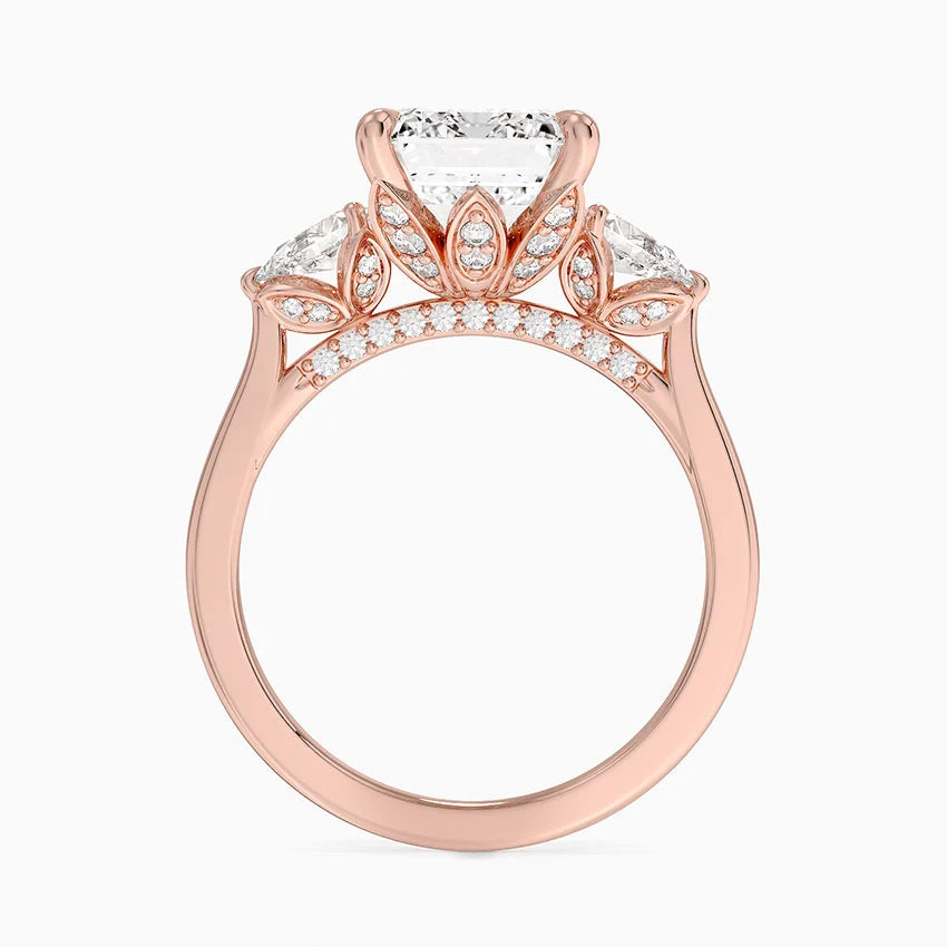 4.75 Karat Emerald Kesim Hidden Halo Tasarım Tektaş Laboratuvar Pırlanta Yüzük - Verona