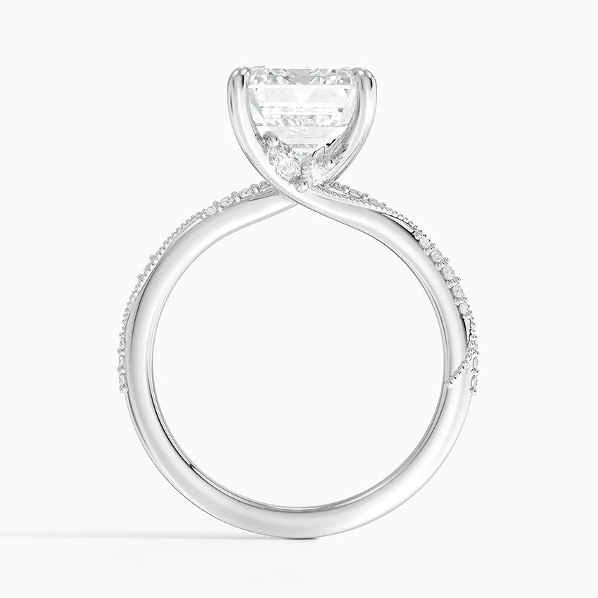 4.25 Karat Emerald Kesim Hidden Halo Tasarım Tektaş Laboratuvar Pırlanta Yüzük 18K - Melora