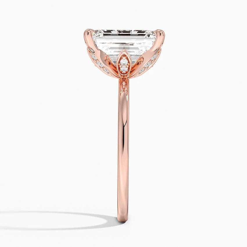 4.15 Karat Emerald Kesim Hidden Halo Tasarım Tektaş Laboratuvar Pırlanta Yüzük - Oslo