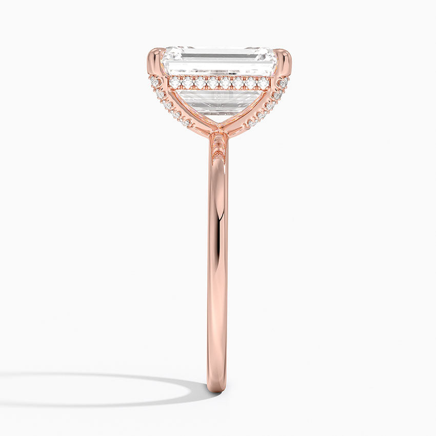 4.15 Karat Emerald Kesim Hidden Halo Tasarım Tektaş Laboratuvar Pırlanta Yüzük - Gilora - Bold Diamonds