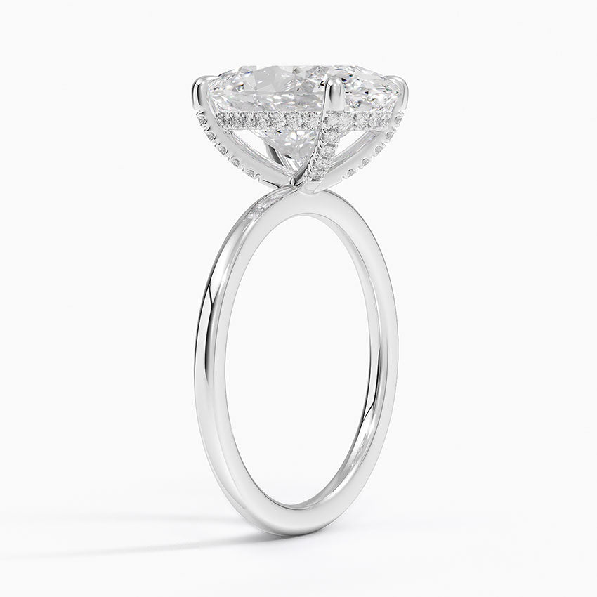 4.15 Karat Oval Kesim Hidden Halo Tasarım Tektaş Laboratuvar Pırlanta Yüzük - Gilora - Bold Diamonds